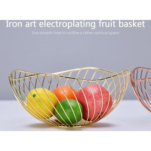 Nordic Style Fruit Vegetable Metal Storage Basket Ecorated Display Bowl Rack Dining Table Decoration Minimalism