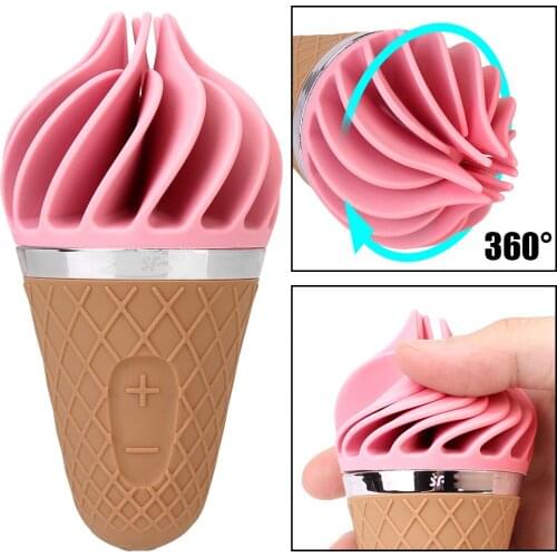 Soft Silicone G Spot Clitoris Stimulator Mini Ice Cream Sex Vibrator Cone Sex Toy for Women