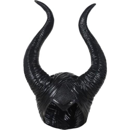 2021 New Halloween Latex Headgear Hat Black Long Horns Evil Queen Witch Cosplay Headpiece 2020 trend