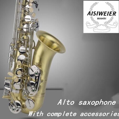 Aisiweier Brand NEW Alto Saxophone W037 Nickel Plated Gold Key Super Professional High Quality Sax Mouthpiece Gift