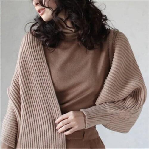 2020 Autumn Winter Simple Personality Scarf Outer Sweater Womens Asymmetric Coat Knitted Swing Elegent Sweaters For Ladies