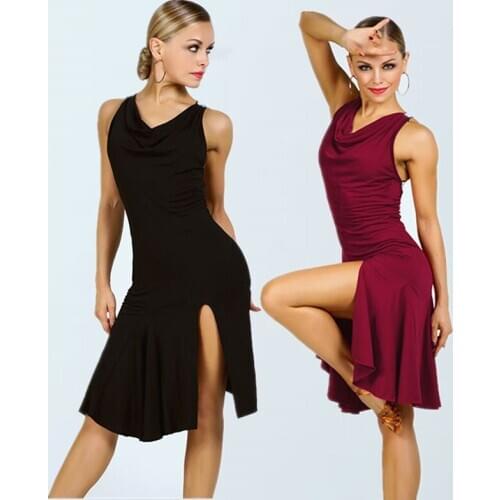 Latin Performance Dance Dresses WomenS Sexy Sleeveless Cross Strap Dress Ballroom Dancing Costumes Danse Latine dress in stock
