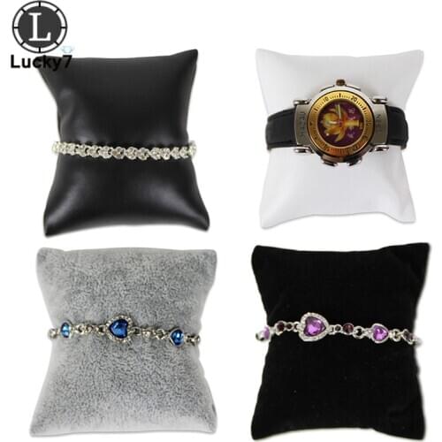 Middle Size PU Velvet Jewelry Wrist Watch Display Stand Holder Bangle Bracelet Rack Chain Cases Pillow Organizer Holder 9x8x5cm