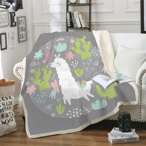 Cartoon Throw Blanket Alpaca Series Air Conditioner Cover Blanket Microfiber On The Sofa/bed/plane Travel Bedding Dropshipping