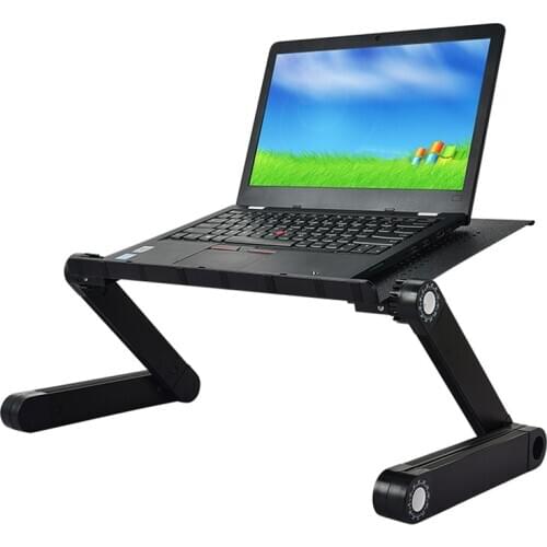 Portable 360 Degree Adjustable Computer Desk Foldable Laptop Notebook Lap PC Folding Desk Table Vented Stand Bed Tray Black