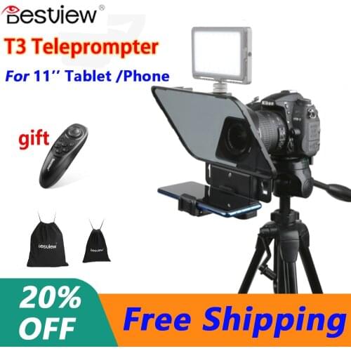 Bestview T3 Teleprompter for Smartphone/Tablet/DSLR Camera with Remote Control Supports Wide Angle Lens for Speech Live Video