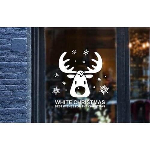 Christmas elk snowflake festival Atmosphere decoration Store shop office door decoration sticker window sticker