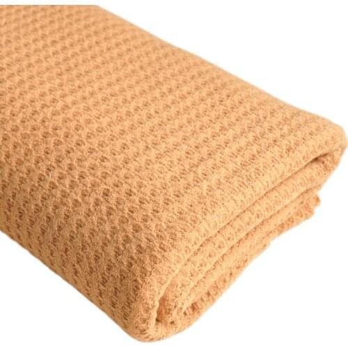 Width 70'' Solid Color Simple Waffle Elastic Knitted Fabric By The Half Yard For Turtleneck Cardigan Scarf Material