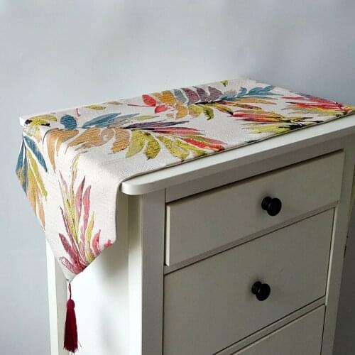 Modern Tassel Table Runner Leaves Painting Home Decor North US European Style Bed Runner Table Flag for Wedding Hotel Dinner