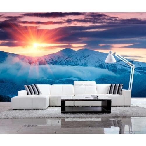 Modern Decoration 3D Mural Wallpaper Snowy sunset Wall Mural soft background nature Wallpaper For Walls 3D