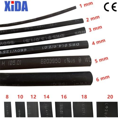 1 Meter/lot 2:1 Black 1 2 3 5 6 8 10mm Diameter Heat Shrink Heatshrink Tubing Tube Sleeving Wrap Wire Sell DIY Connector Repair