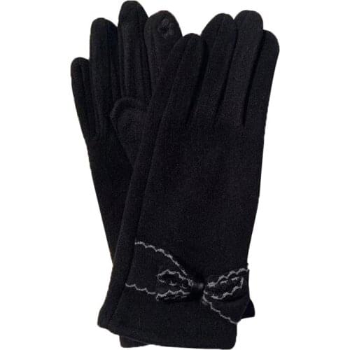 Spring Autumn Female Thin Warm Cashmere Full Finger Love Heart Bow Sports Cycling Mittens Women Touch Screen Driving Gloves I77