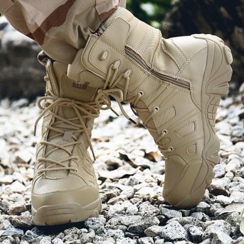 High Quality Military Boots Men Rubber Outsole Non-slip Ankle Boots Men Waterproof Safety Shoes Breathable Footwear Plus Size 47