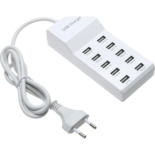High Speed 10 Ports 5V USB Hub AC Charger Strip Adapter Portable USB Power Adapter for Home Office Travel EU Plug