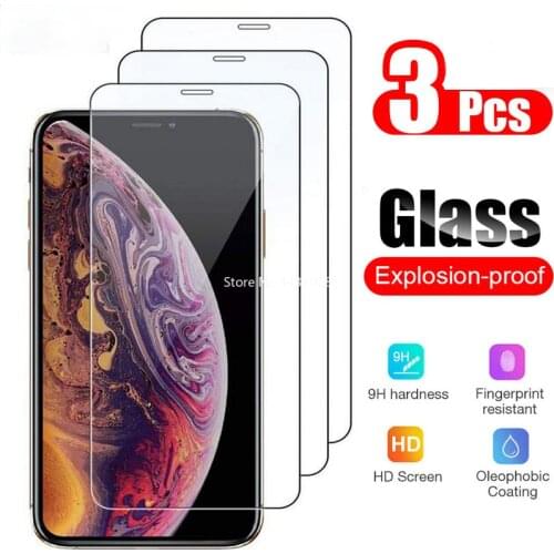 3Pcs Tempered Glass for IPhone 12 11 Pro MAX Mini SE2 2020 Screen Protector on IPhone 4 5 6s 7 8 Plus XS XR Max Protective Film