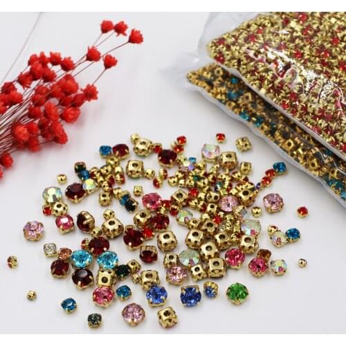 Factory gold claw crystal glass sew on rhinestones for diy/garment decoration