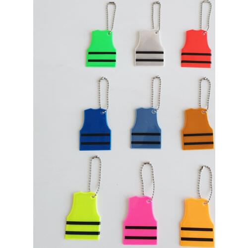 Yellow Vest Reflective keychain soft PVC traffic safety pendant accessories for road visibility safety useKeyring Charm for bag
