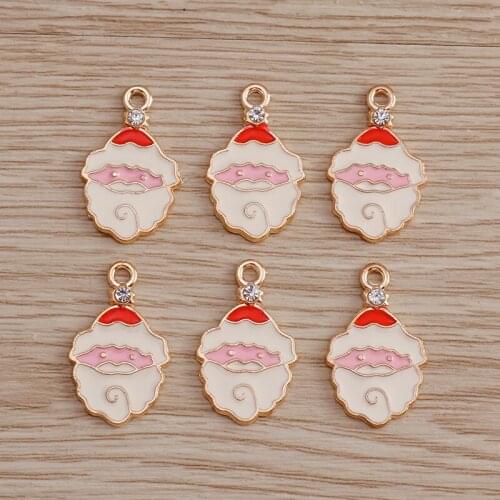 10pcs 14*23mm Santa Claus Charms for Necklaces Pendants Bracelets DIY Christmas Decoration Enamel Charms Jewelry Findings Making