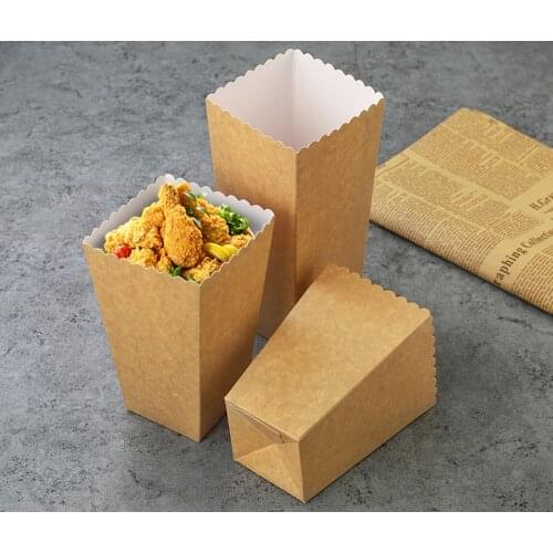 100pcs kraft Paper Mini Party Popcorn Boxes Pop Corn Candy/ Sanck Favor Bags Wedding Birthday Movie Party Tableware
