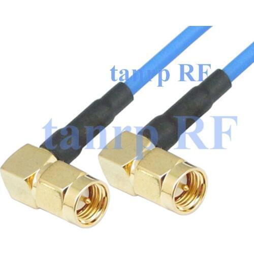 20in SMA male plug to SMA male both 2 right angle RF 3G 4G router WIFI 50CM coaxial Sexi Flexible blue jacket jumper cable RG405