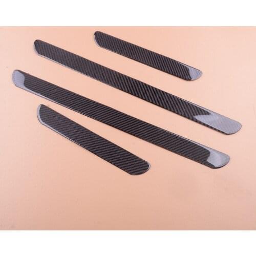 4Pcs/Set Car Small & Middle Size Black Carbon Fiber Scuff Plate Door Sill Cover Panel Step Protector Guard Universal