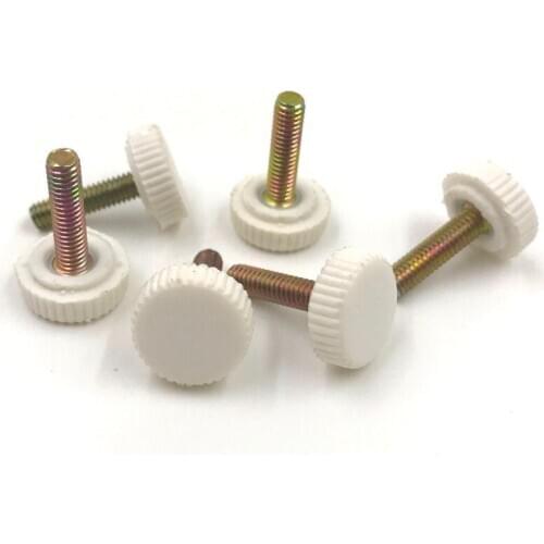 4pcs M6 white bakelite hand screw round head plastic handle screws bolt bolts 8-30mm length
