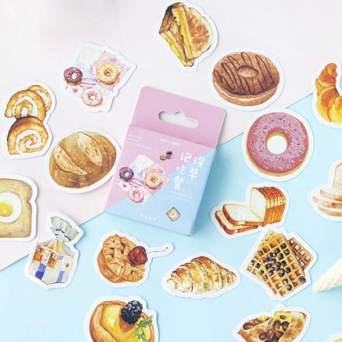 46PCS/ PACK Kawaii Cute Bread Cake Donut Sticker Marker Planner Diary Stationery Stickers Scrapbooking Bullet Journal sl1449
