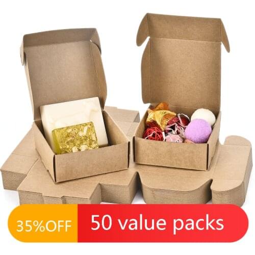 50Pcs/Lot DIY Folding Gift Packaging Box Handmade Packaging Paper Soap Storage Holder Cardboard Box Natural Craft Gift Box