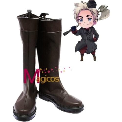Anime APH Axis Powers Hetalia Denmark Brown Boots Cosplay Party Shoes Custom Made