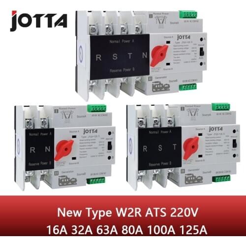 Jotta W2R-2P/3P/4P 16A 32A 63A 80A 100A 125A 220V ATS Automatic Transfer Switch Electrical Selector Switches Dual Power Switch