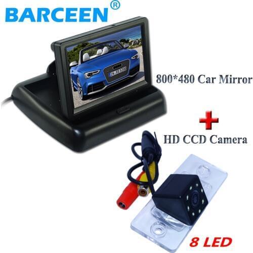 4.3"color lcd display car rear monitor+ccd image sensor car rear view camera 8 led for VW Touareg/Porsche Cayenne /Fabia/Poussin