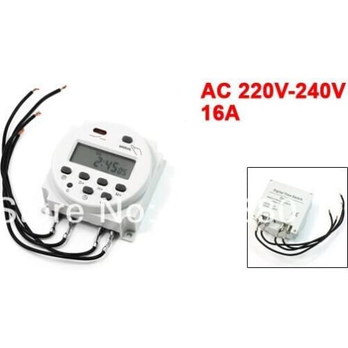 AC 220V-240V 16A LCD Power Weekly Digital Programmable Timer Switch Time Relay CN101A AC/DC12V 24V