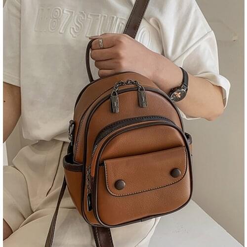 New Designer Fashion Women Leather Backpack Mini Soft Multi-Function Small School Backpack Female Ladies Shoulder Bag Girl Purse