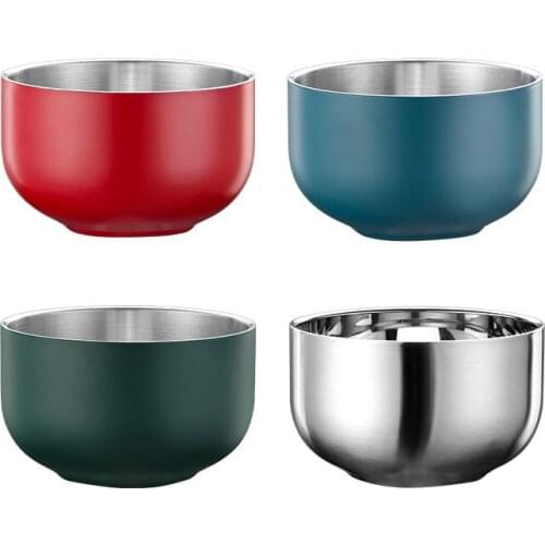 Stainless Steel Double Layer Rice Bowls Thicken Household Thermal Insulation Noodle Soup Bowl Food Container Kitchen Utensils