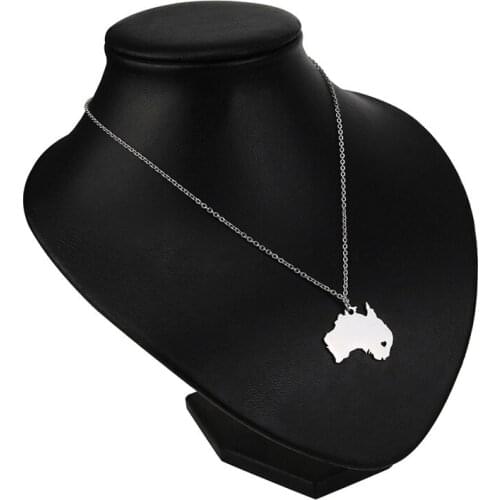 European And American Fashion Simple Jewelry Personality Creative Map Australia Stainless Steel Pendant Necklace
