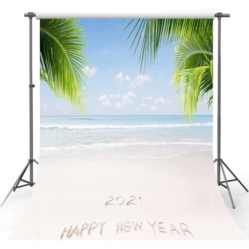 Avezano Backdrop Summer Tropical Seaside Beach 2021 Happy New Year Coconut Tree Photography Backgrounds Photo Studio Photophone