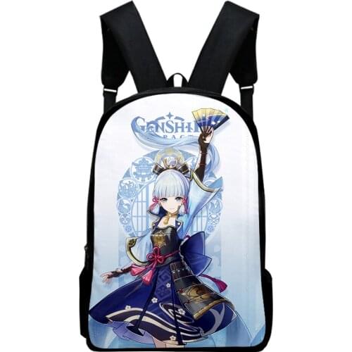 Genshin Impact Kamisato Ayaka Children Backpack Boys Girls Cartoon Anime Oxford Waterproof Schoolbag Women Men Casual Travel Bag