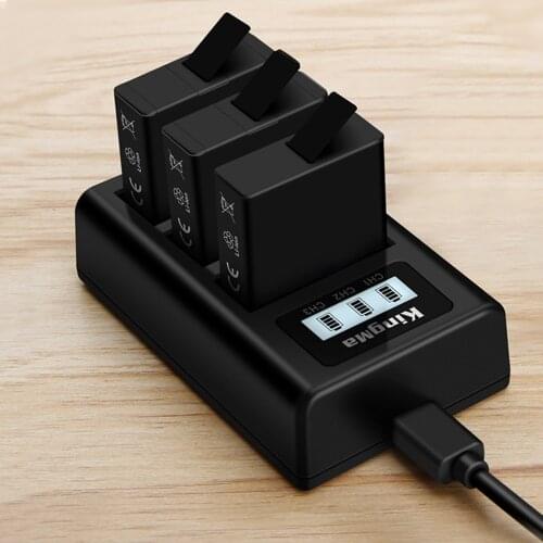 Gosear 3-Slot USB Battery Charger with LCD Display Screen Charging Cable Cord for Gopro Go Pro Hero 7 6 5 Sports Action Camera