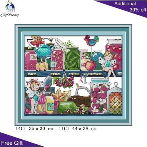 Joy Sunday Storeroom Cross Stitch J370 14CT 11CT Counted and Stamped Embroidery Cross Stitch Kits Kitchen Dining Room Home Decor