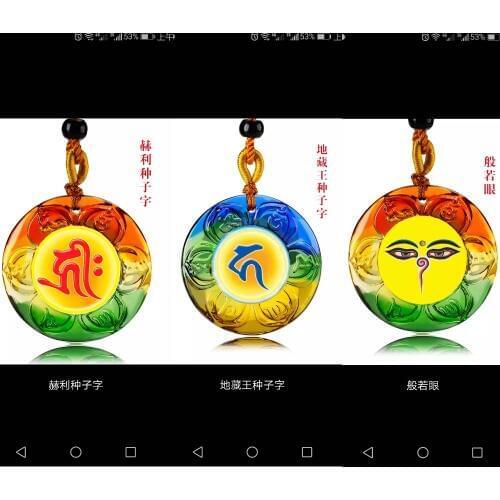 3PCS GOOD - Greco-Buddhist pocket travel efficacious Mascot # Buddha bless Safe Crystal Pendant seed-syllable Mantra Amulet