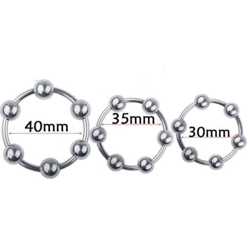 Stainless Steel Penis Rings With Six Beads Cock Rings Delay Ejaculation Ring Male Sex Toys Adult Products Sex Chastity Device