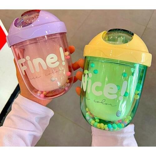 Creative 300ml Fall Resistant Cartoon Straw Water Bottle Universal Drink Cup Exquisite Appearance for Kids