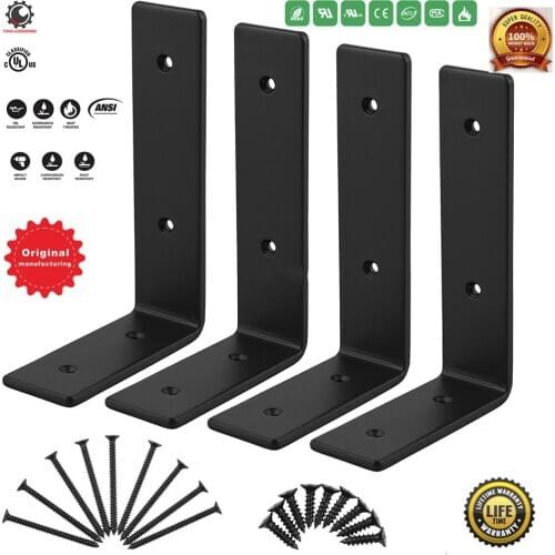 Shelf Brackets Heavy Duty Rustic Farmhouse Iron Wall Floating Shelf Bracket for DIY Open Shelving,Hardware,With Screw