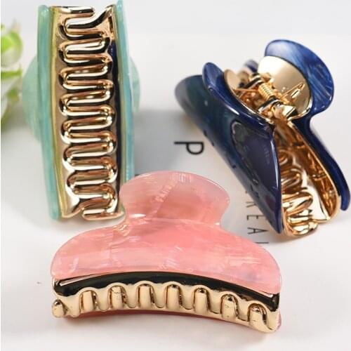 Fashion Multiple Style Sizes Acrylic Solid Color Shining Hairpin Bath Pan Hair Claw for Women Girl Hair Accessories Headdress