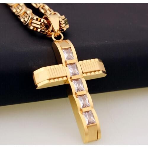 Granny Chic Mens Pendant Necklaces Gold Color Stainless Steel Knight 6mm Byzantine Chain Necklace for Men Fashion Jewelry