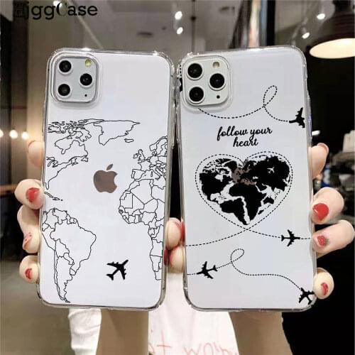 World Map Travel Just Go Soft Phone Cases for iPhones 11 Pro Max 2019 plane silicone Cover For iPhones 6s 7 8 Plus XR XS Max X