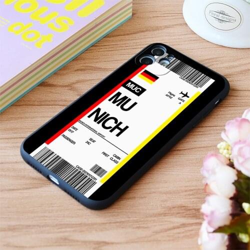 For Iphone German Munich Boarding Pass Flight Ticket Print Soft Matt Apple iPhone Case 6 7 8 11 12 Plus Pro X XR XS MAX SE