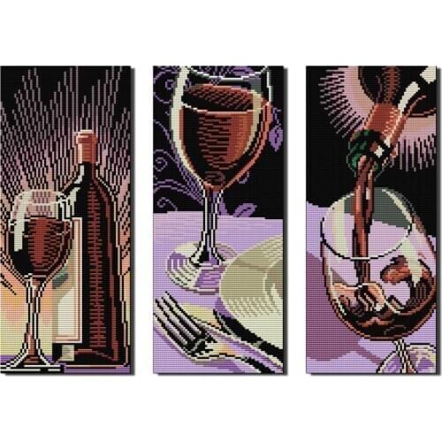 Wine culture Cross Stitch Kits Printed Canvas DMC Counted printed Cross-stitch set Embroidery Needlework Kit DIY Home Decor