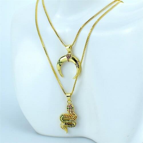 Necklace 2020 Women Delicate Chain Moon Snake Animal Pendant Necklace for Women Clavicle Choker Collar Cute Fashion Jewelry