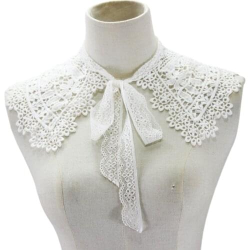 Pastoral Style Womens Doll Fake Collar Hollow Out Floral Lace Half Shirt Shawl 649C